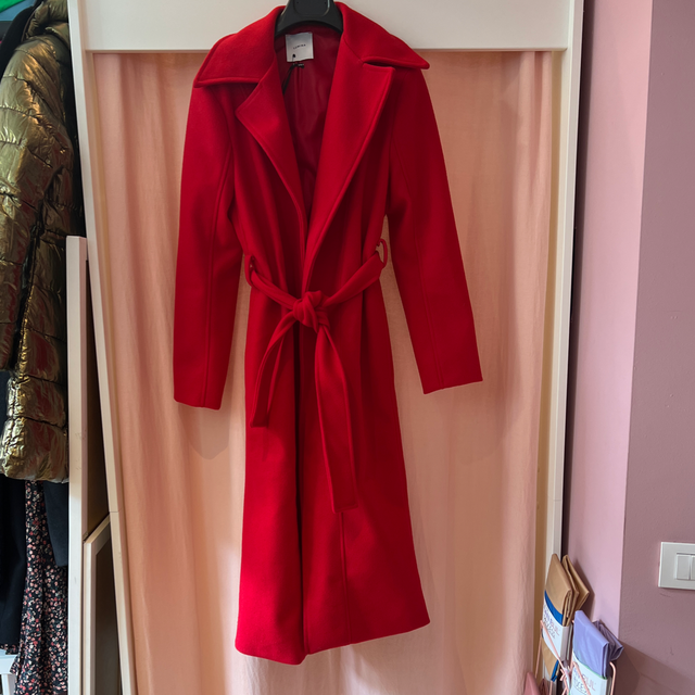 Cappotto cintura rosso 