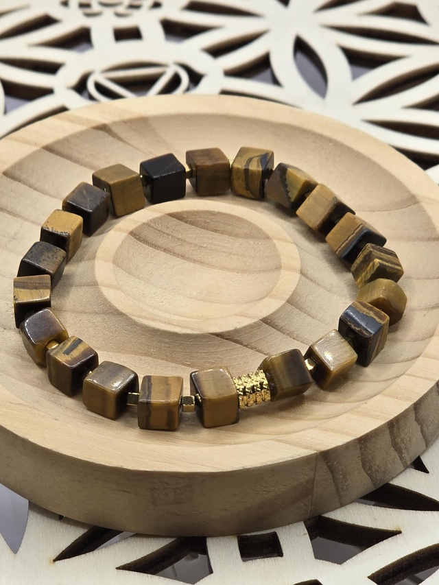 Bracelet Œil de tigre carré 0,8 cm