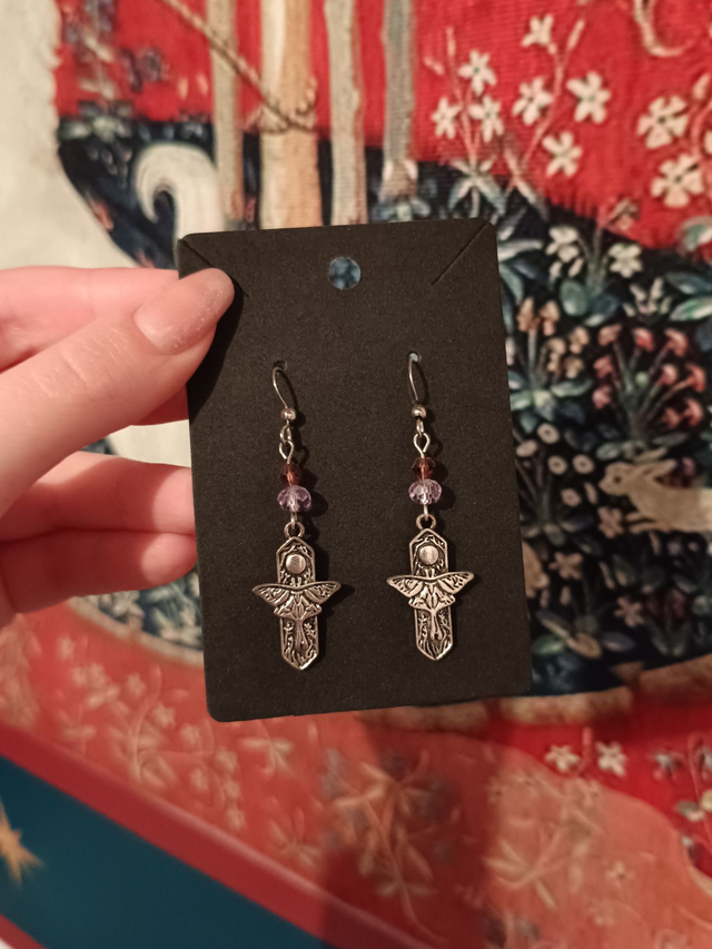 Boucles d'oreilles lune et papillon de nuit