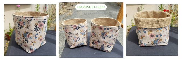 Panière - Tissu et toile de jute - Divers motifs