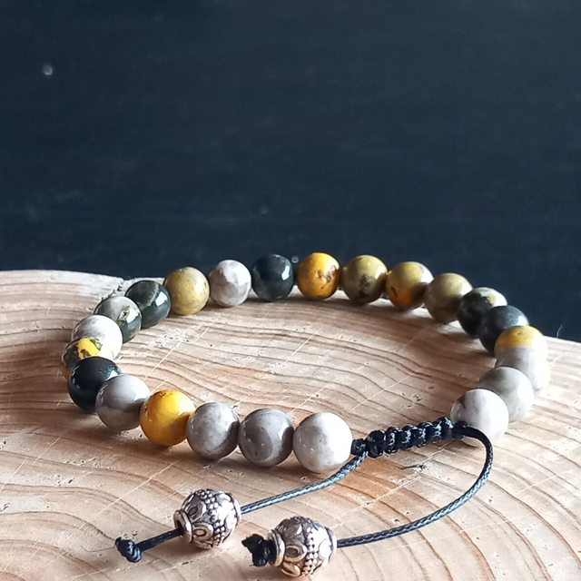 Bracelet ajustable en Jaspe Bumblebee (Jaspe bourdon)