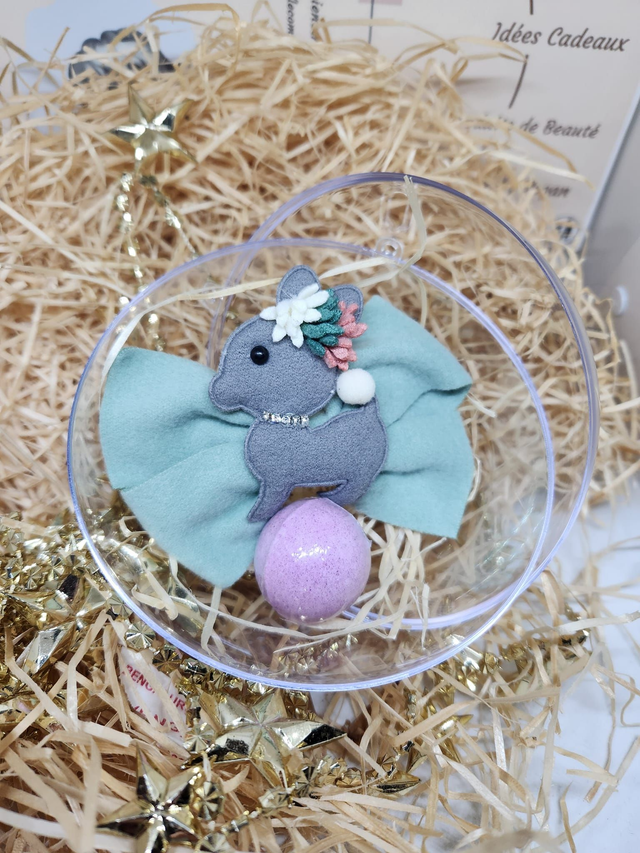 Boule &quot; Pince faon &amp; boule de bain &quot;   PINCES À CHEVEUX  EN FEUTRINE