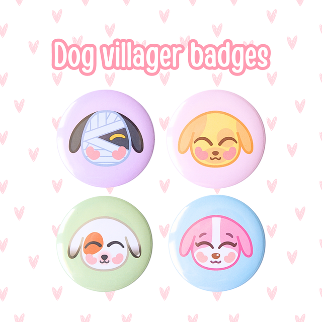Dog Villager Buttons | Lucky | Bones | Goldie | Cookie