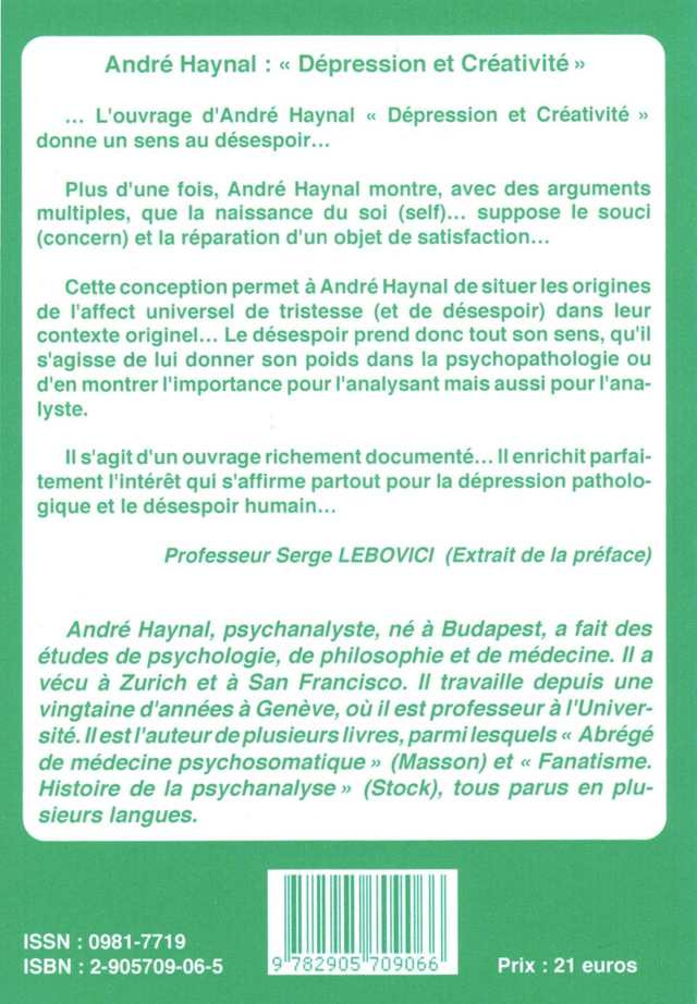 Dépression et créativité - Le sens du désespoir de André Haynal