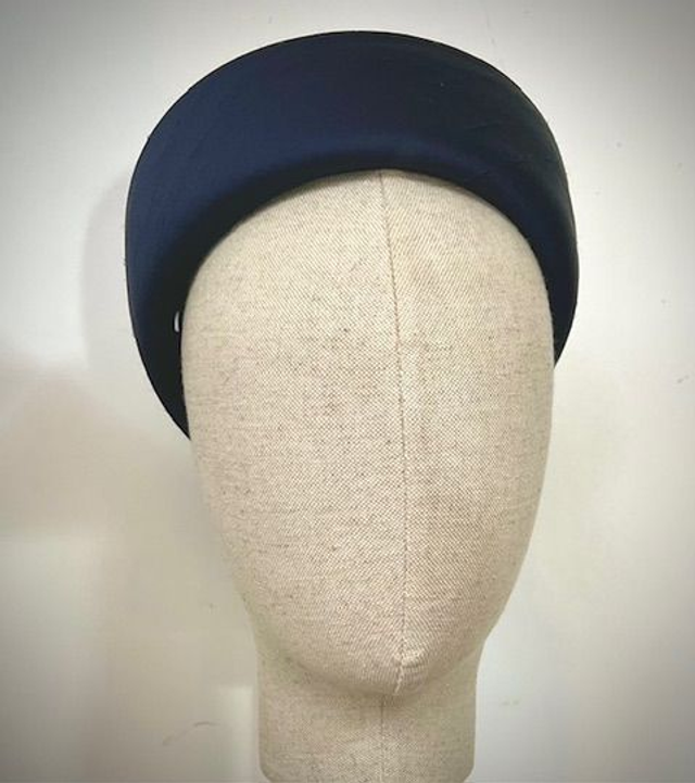Navy silk pillbox