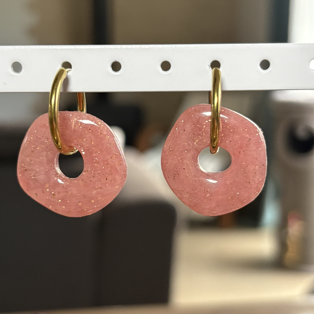 Pampilles LISA sans créoles - Roses à paillettes 