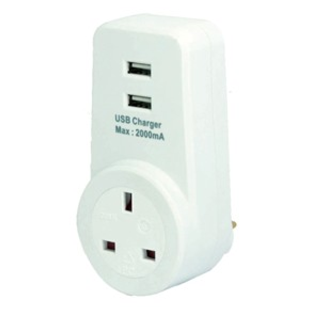 Selectric Single Socket Plug-in Adaptor with 2 USB outlets LG8191-USB2