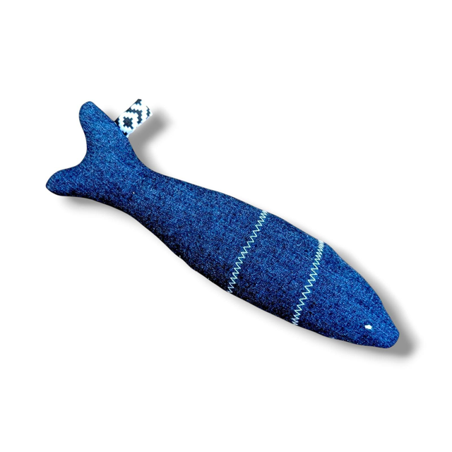 Recycled Denim Fish Squeaky Dog Toy