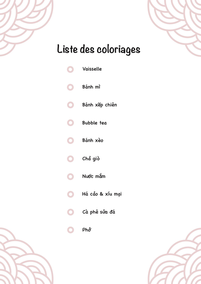 Livre de 10 coloriages - « Voyage culinaire »