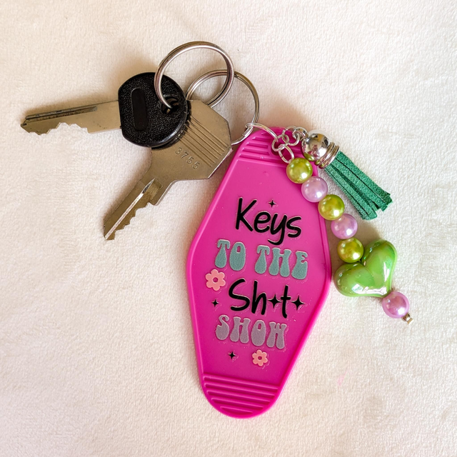'Keys to Show' Keyring - Fuchsia