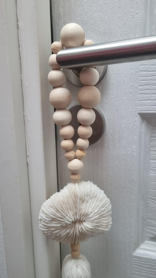 Embrasse corail pompon beige