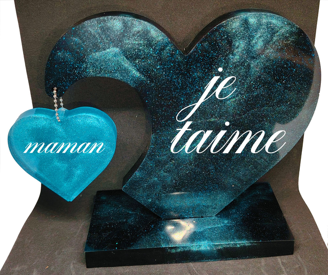 Double coeurs sur socle personnalisable