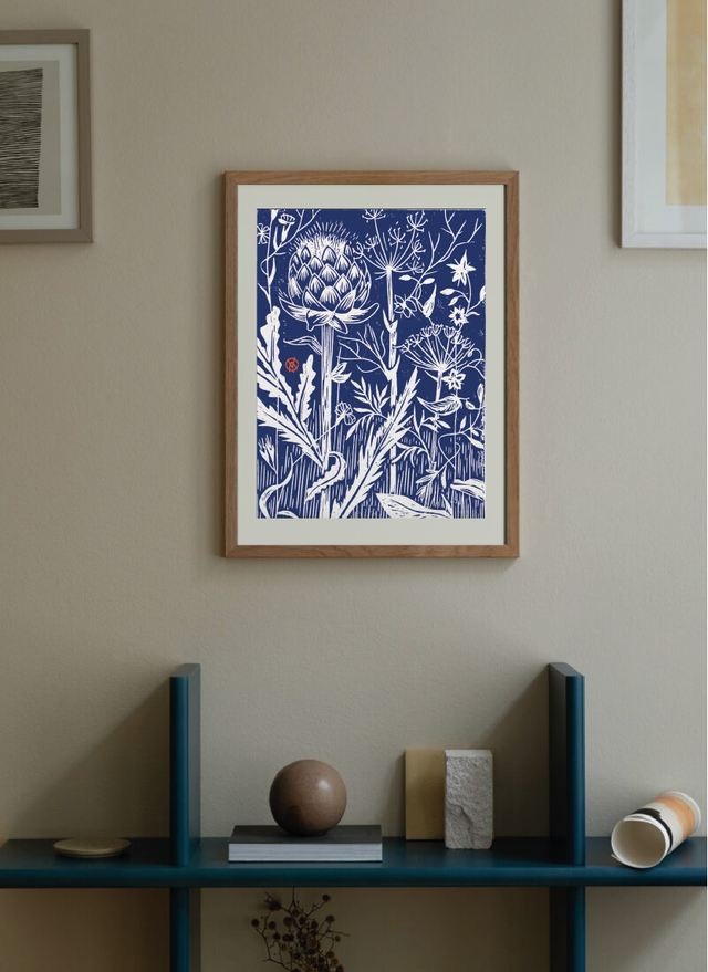 Affiche artichaut bleu / Blue artichoke poster