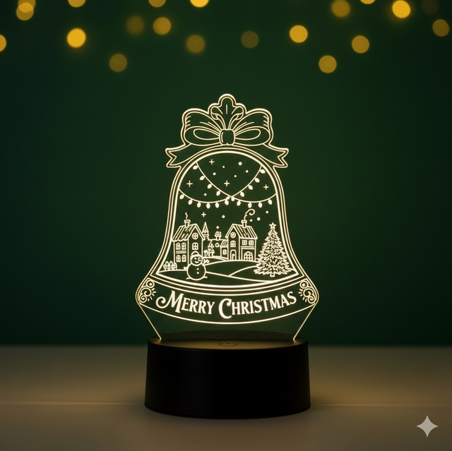 Luminária Acrilico Led - Sino de Natal  