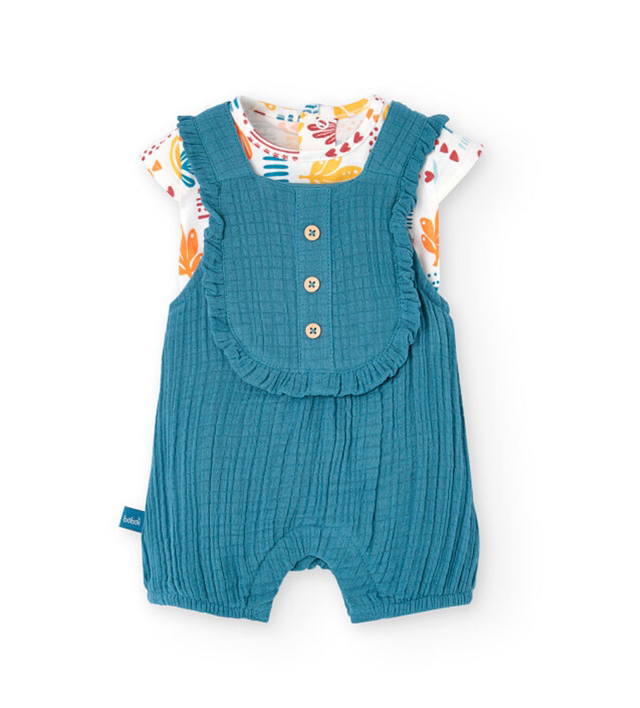 Boboli - set salopette e t-shirt etnico