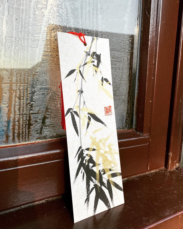 Hand painted original bamboo bookmark