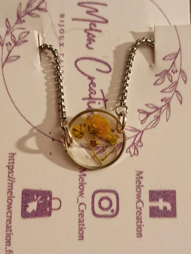 Modèle unique - Bracelet Fleurs séchées - Jaune