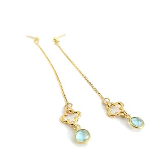 Verguld zilveren oorbellen met quartz