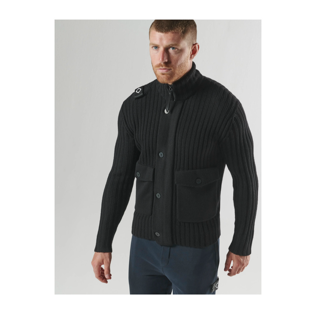 Ma.Strum Glaze Full Zipp Cardigan Jet Black