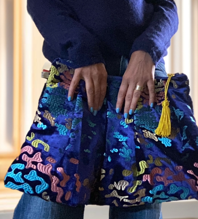 Grande Pochette plissée en velours 