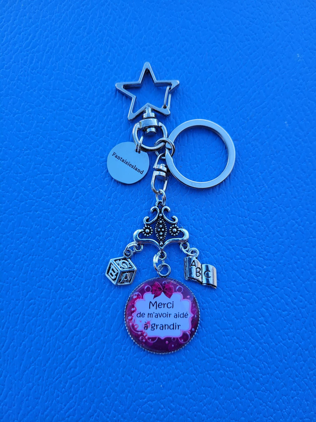 Accroch-clés argenté - Merci de m'avoir aidé à grandir
