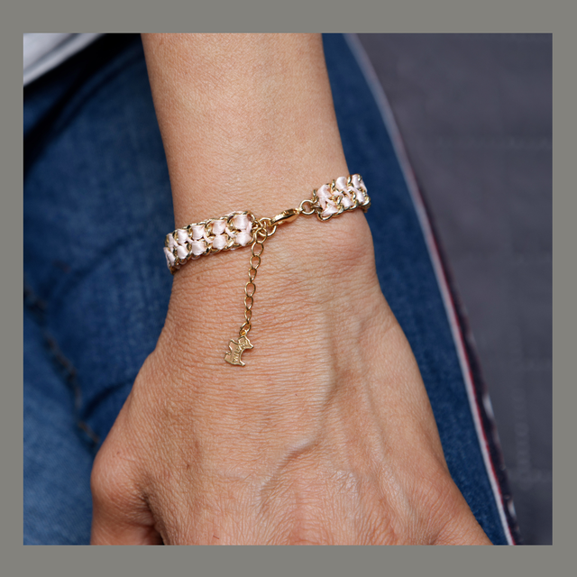 Bracelet double mailles doré, personnalisé Ateliers Tamalet Vintage Agatha  (collector) 