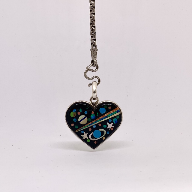 Pendentif Galaxy CHAKRA DU COEUR 12 argent massif et pierres naturelles 