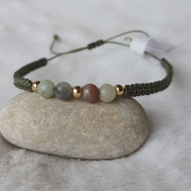 Bracelet femme fin 4 petites pierres "Amazonite"