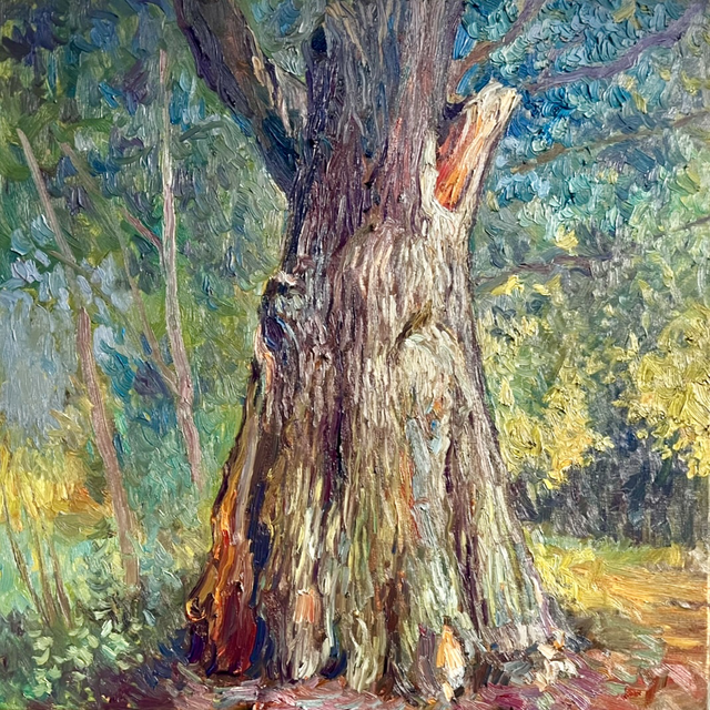 „Der alte Eichenwächter von Krügersdorf“ – Öl auf Leinwand, 80 × 80 cm | 2022