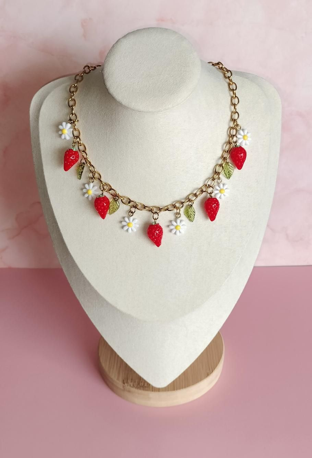 Collier fraise &amp; marguerite