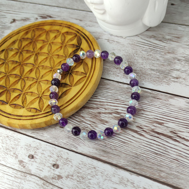 Bracelet &quot;Améthyste et cristal&quot;