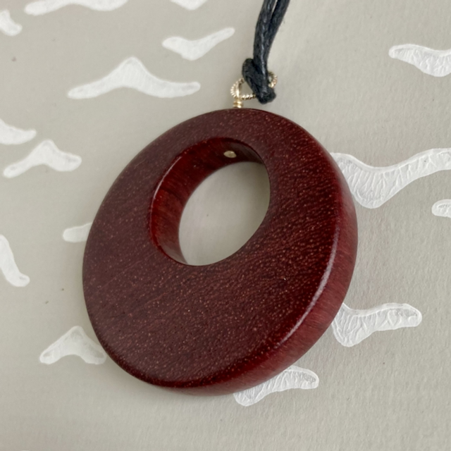 Purple heart - Circular purple heart wood pendant necklace - I was in the off cut bin [010-0006]