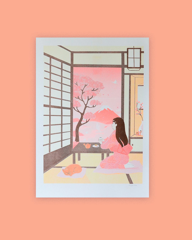 Affiche imprimée en risographie Sakura