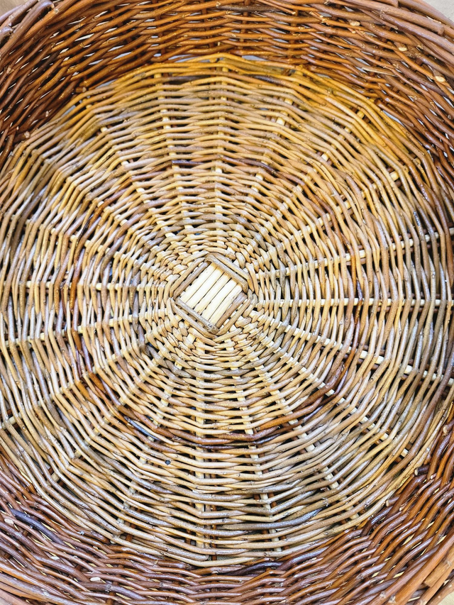 Plateau osier brut anses cuir