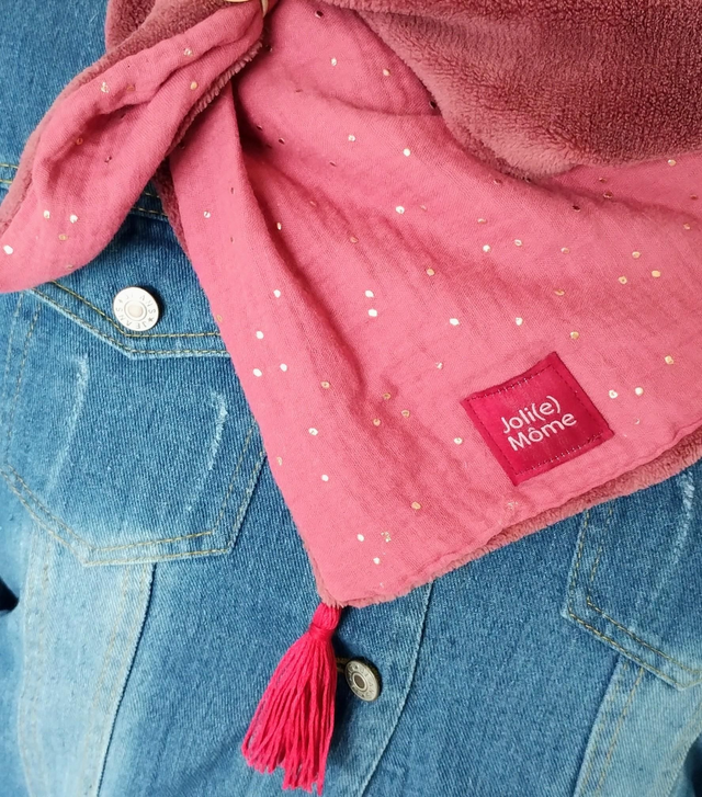 Écharpe chèche DOUDOU/Double gaze vieux rose