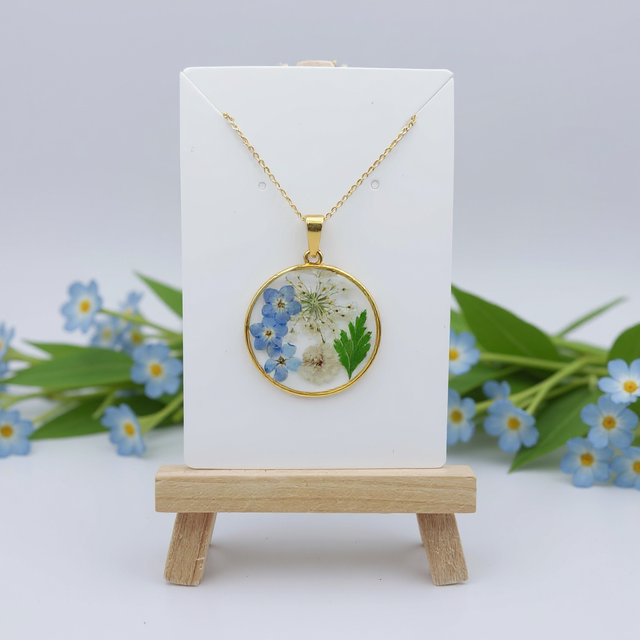 Forget-Me-Not Garden Round Necklace, 18K Gold-Plated Necklace