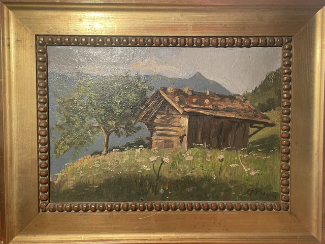 1930 Peinture encadrée Paysage Montagne