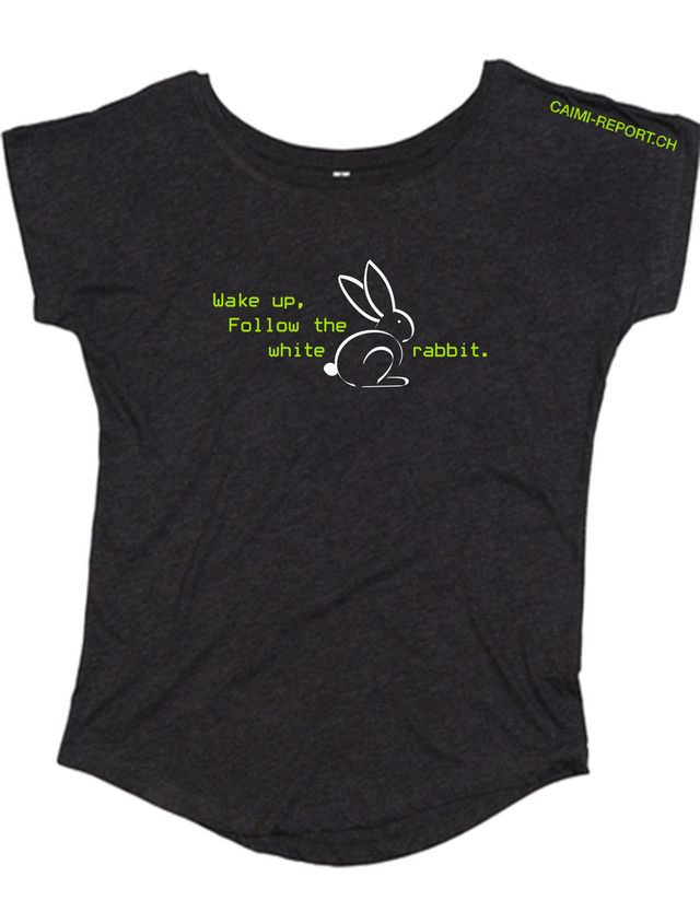 Ladies' Shirt, White Rabbit Sujet 1, schwarz