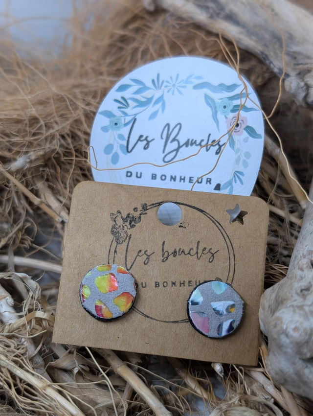 Boucles d'oreilles puces mosaïque pu054