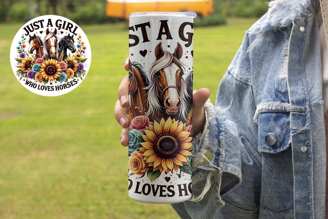 Just a girl who loves horses metal tumbler
