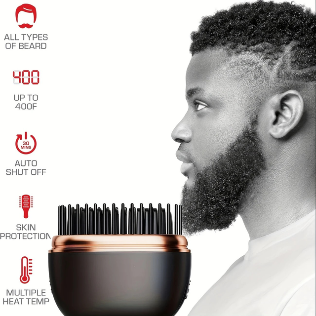 Rechargeable USB Beard Straightener Brush with Mini Hot Comb