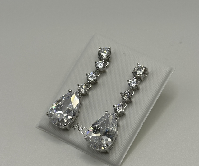 CZ Diamond Tear Drop Earrings