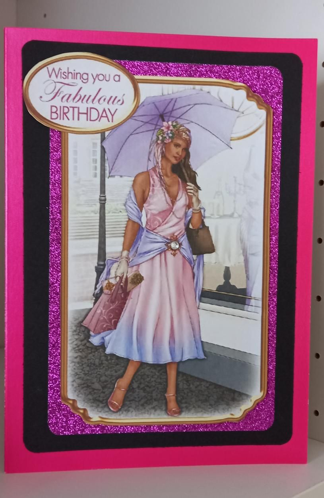 Pink Art Deco birthday card 