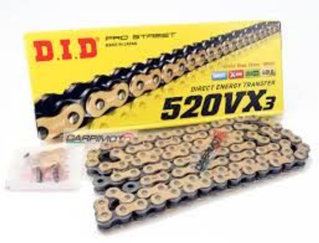 DID X-RING CHAIN GOLD/BLACK 520VX3/118 OPEN CHAIN WITH RIVET LINK
