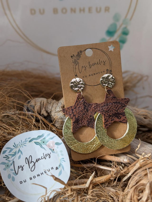 Boucles d'oreilles star bronze doré mo724