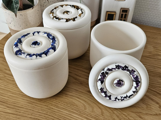 Pot "zen" haut avec pierres semi-précieuses 