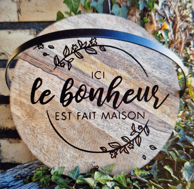 Plateau rond avec anse Diam 28 cm