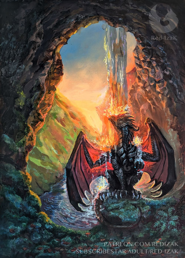 Framed acrylic painting "Shower"