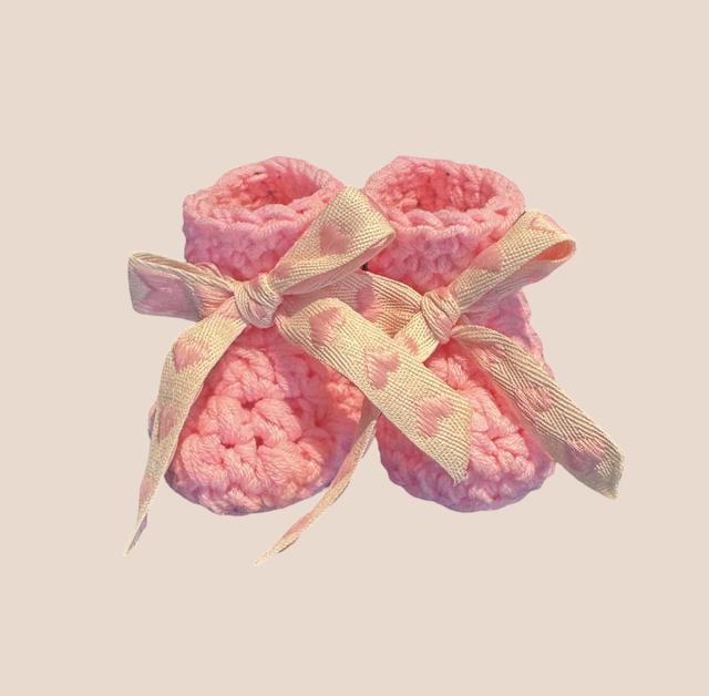 Heart Bow Booties - Pink