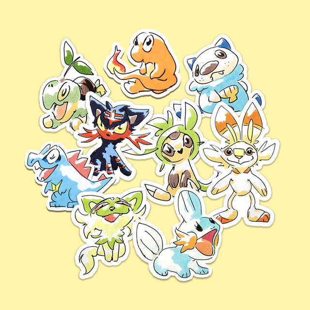 Every Pokemon Starter vinyl stickers